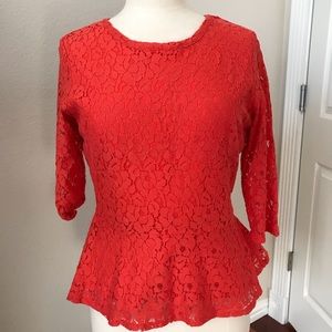 Beautiful Lace Lined Peplum Top
